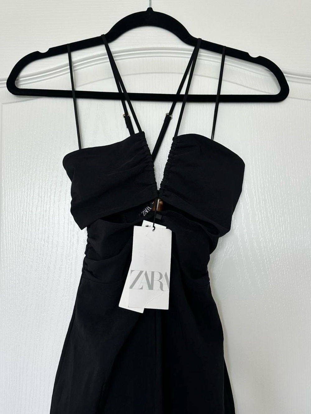 Zara Black Ruched Bust Strappy Dress